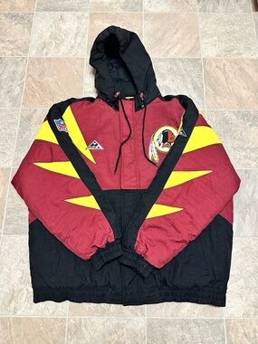 90s Washington Redskins Apex One Pro Line burgundy and black puffer jacket Size